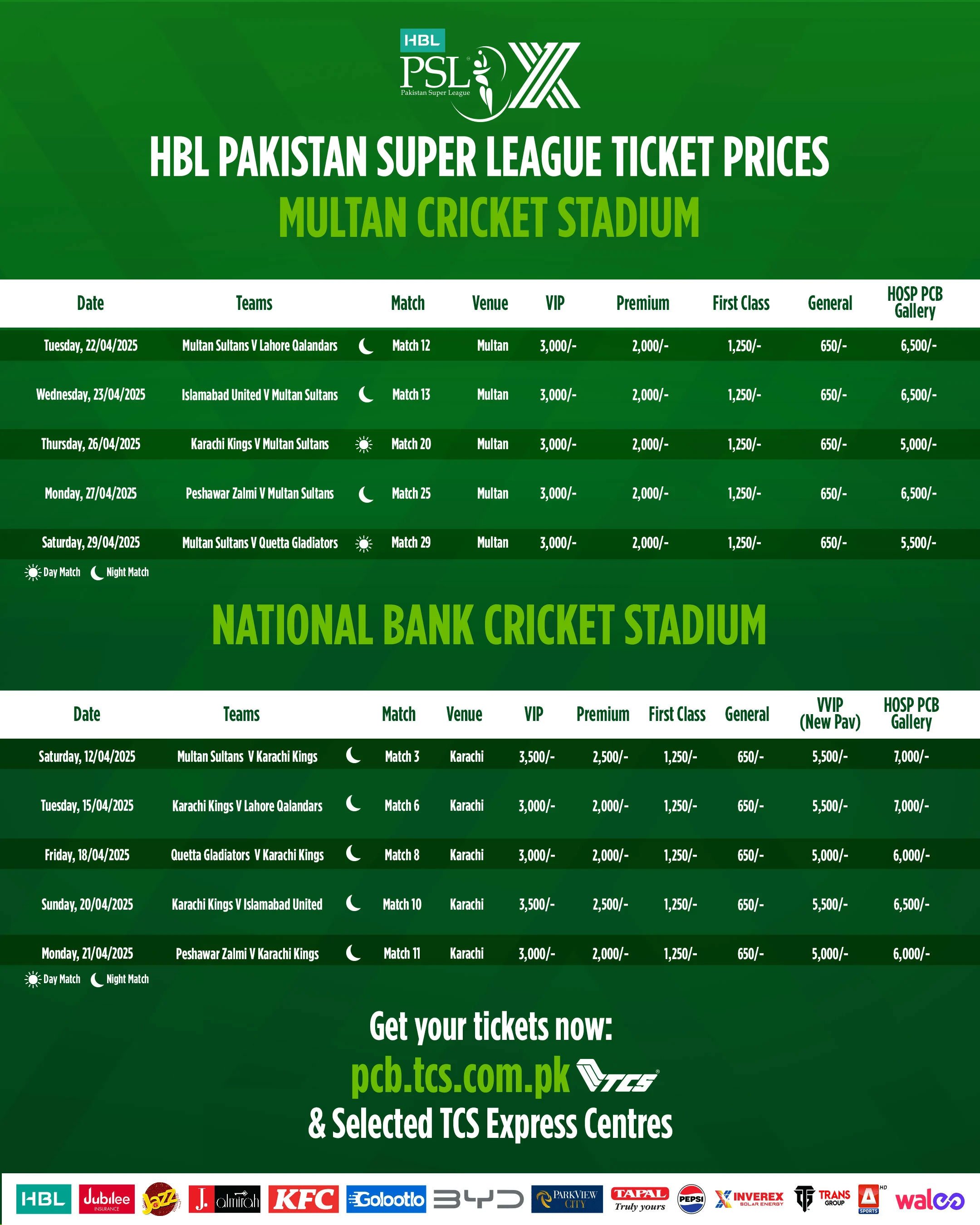 This picture shows the infographic details of the PSL 10 ticket price structure. — PCB